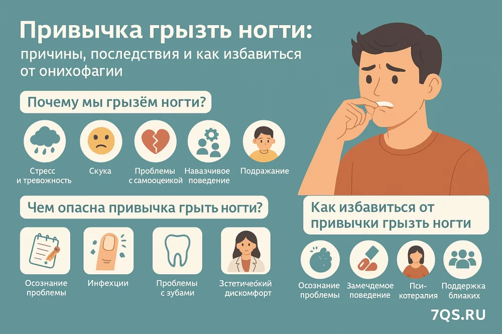 Привычка грызть ногти (онихофагия): безобидное действие или тревожный симптом? Привычка грызть ногти (онихофагия): безобидное действие или тревожный симптом?